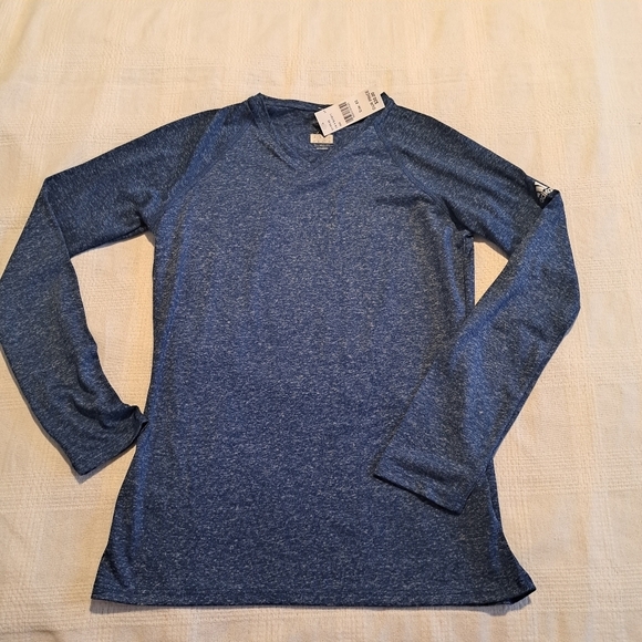 Adidas women's size XS Climalite long sleeved blue shirt, new - Picture 1 of 5